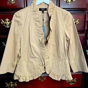 Talbots 10 petite, ruffled khaki jacket, new with tags